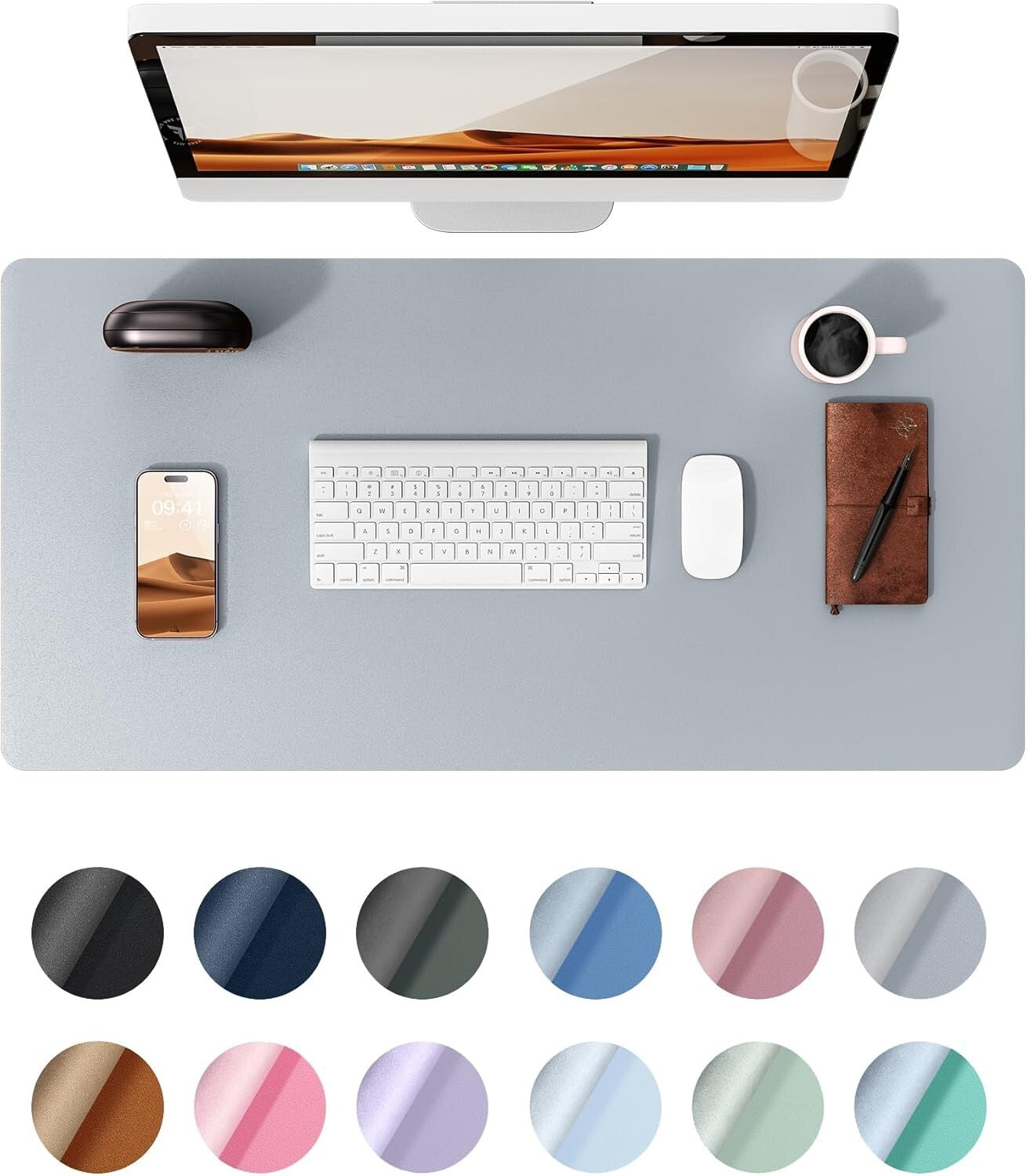 YSAGi PU Leather Desk Mat, Large Mouse Mat, Non-Slip Desk Pad Desk Protector Mat
