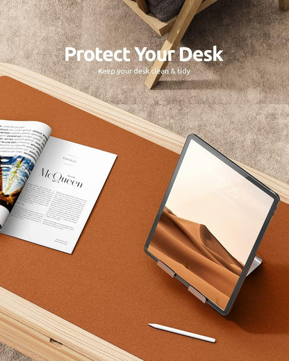 YSAGi PU Leather Desk Mat, Large Mouse Mat, Non-Slip Desk Pad Desk Protector Mat