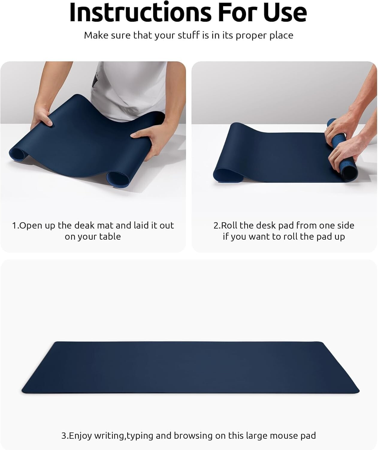 YSAGi PU Leather Desk Mat, Large Mouse Mat, Non-Slip Desk Pad Desk Protector Mat