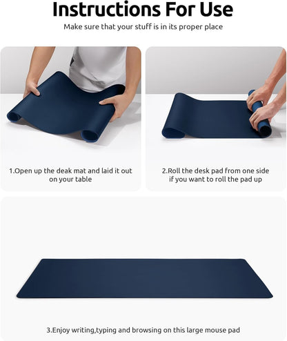 YSAGi PU Leather Desk Mat, Large Mouse Mat, Non-Slip Desk Pad Desk Protector Mat