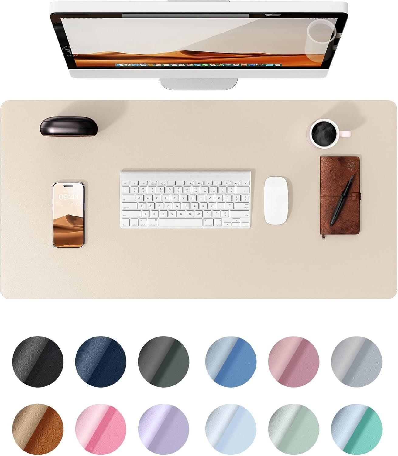 YSAGi PU Leather Desk Mat, Large Mouse Mat, Non-Slip Desk Pad Desk Protector Mat