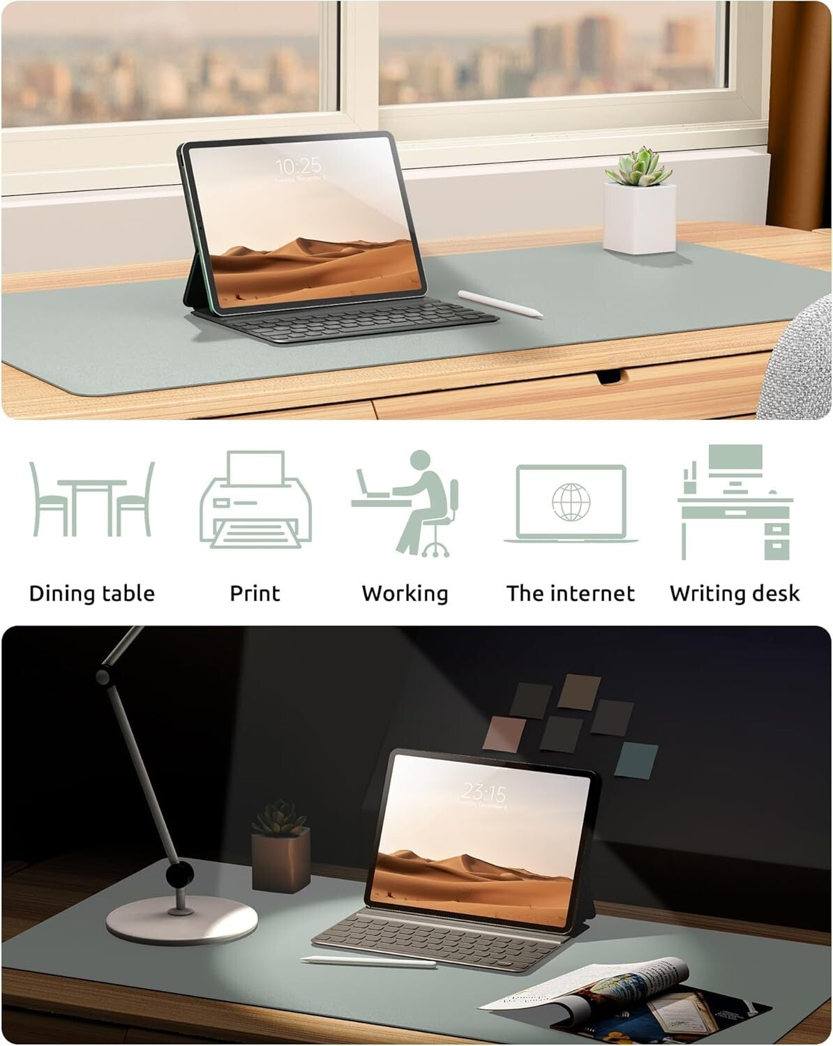 YSAGi PU Leather Desk Mat, Large Mouse Mat, Non-Slip Desk Pad Desk Protector Mat